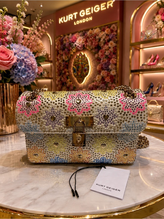 Kurt Geiger Handbags - Kurt Geiger Crystal-Embellished Multicolor Shoulder Bag